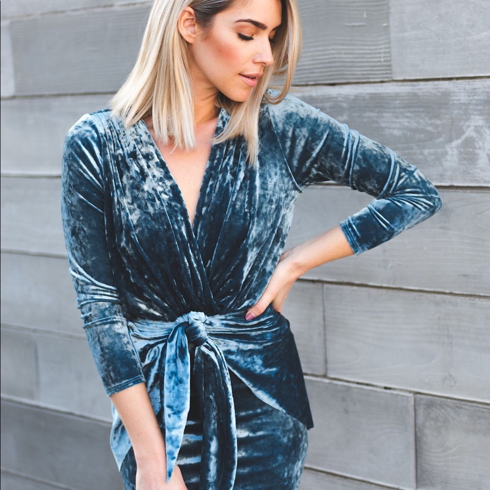 Misa Ophelie Crushed Velvet Knot Dress